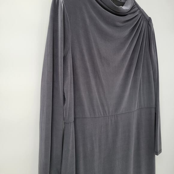 Express Modest Maxi Dress Womens XL Black High Mock Neck Ruched Shoulder New - Picture 8 of 16